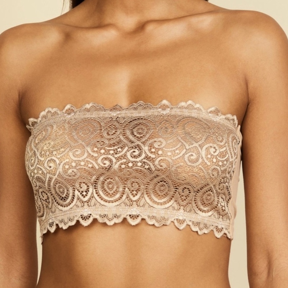 Free People Reversible Bandeau Bra, Nude, Size M/L